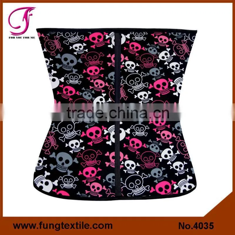 4035 NEW Arrival Skull Animal Printing Latex Waist Cincher