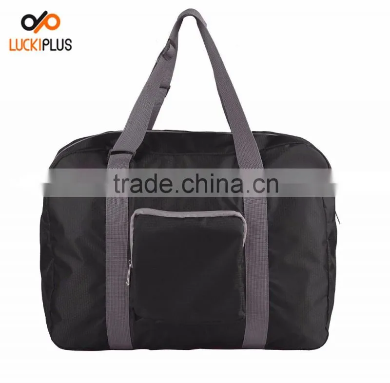 Luckiplus Foldable Travel Duffel Bag Luggage Sports Gym Water Resistant Nylon Black