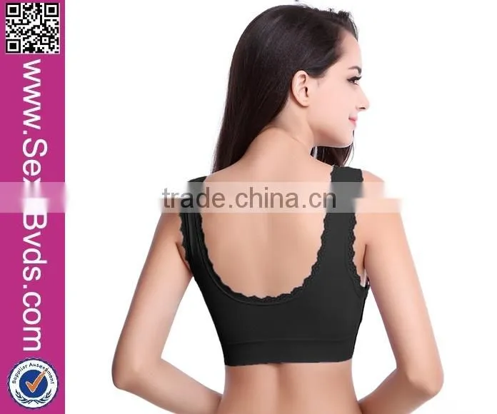 Yoga Fitness Sexy Floral Print Bra with Lace Ham Front