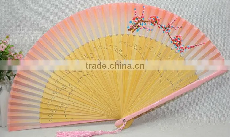 bamboo silk fan with beautiful flowers