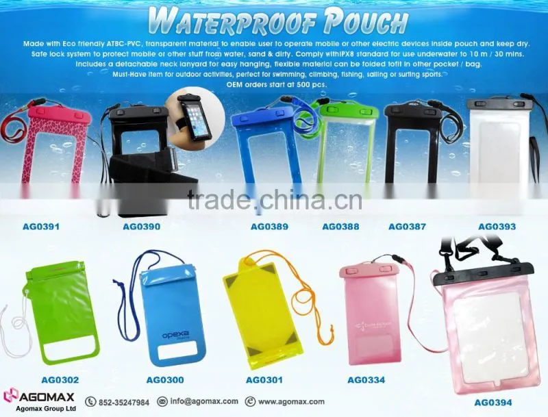 Small MOQ promotional gift handy pvc waterproof mobile bag