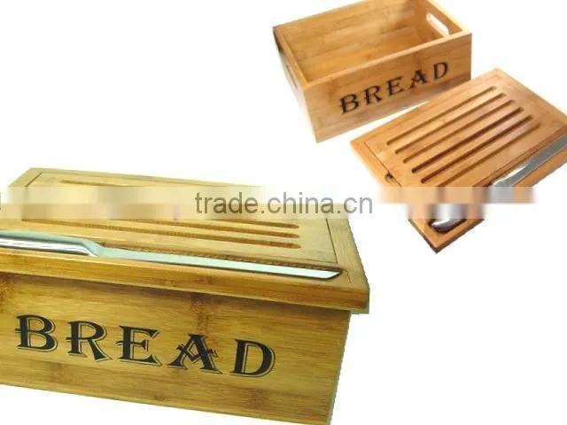 Custom Vertical Wood Bread Storage Bin with Removable Lid and Handle for Bread and Cake Storage