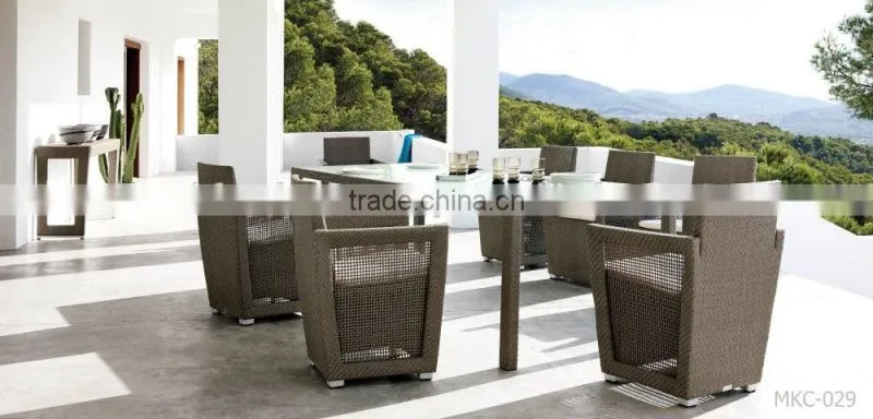 Best Selling synthetic rattan outdoor dining set furniture (1.2mm alu frame with powder coated,5cm thick cushion 250g polyester