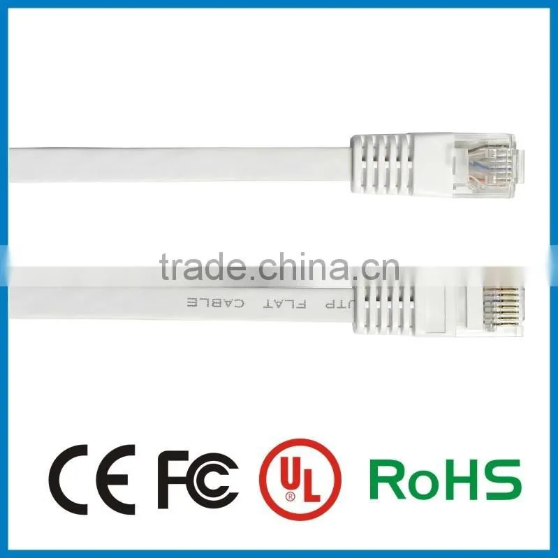 Shenzhen high quality 4p 32awg 7/0.08 copper wire cat5e utp flat cable with rj45 connector
