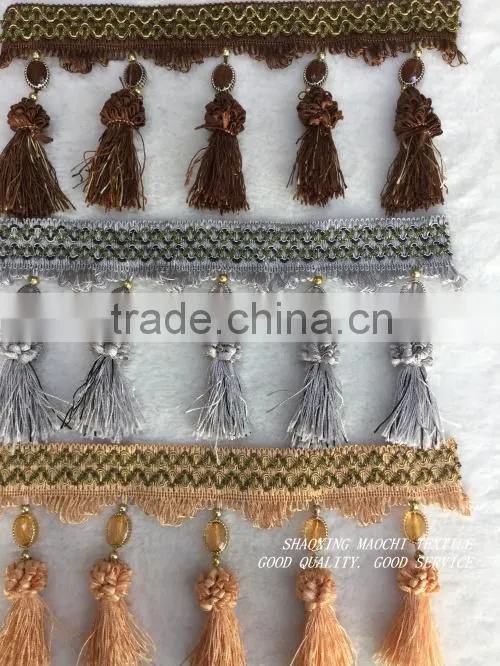 new design wholesale curtain fringe with crystal for home textile accessory