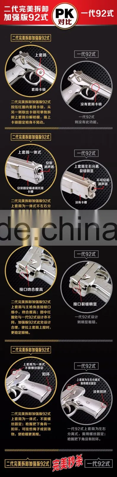 1:2.05 Chinese 92 type metal artifical gun model display