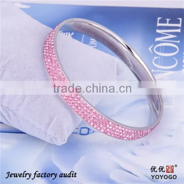 2014 Popular Metal Stainless Steel Bracelet Rhinestone Coil Bracelet