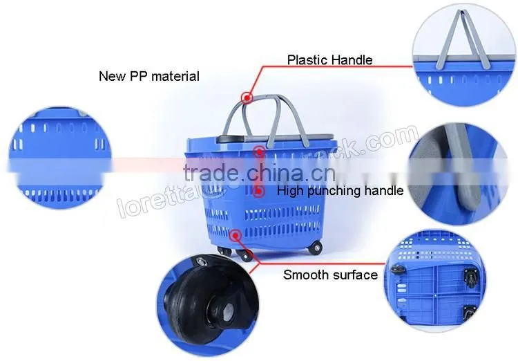 Multifunctional Plastic Rolling Collapsible Shopping Basket