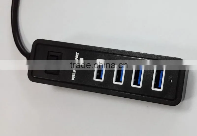 Hot products usb3.0 4 por hub, 4 port usb 3.0 hub from usb hub suppliers with a switch of Black and white plastic