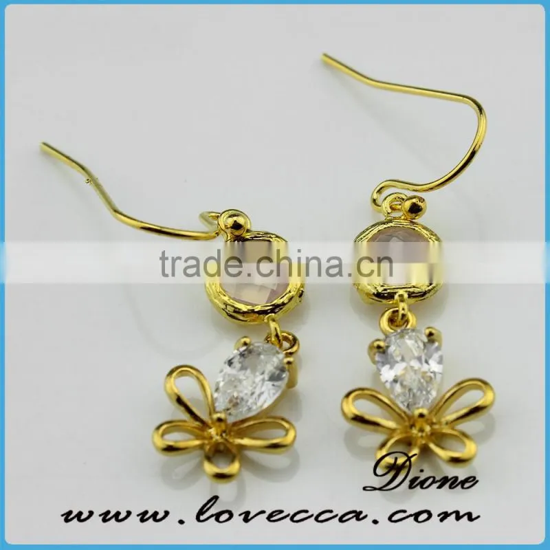 Mixed Faceted Crystal Glass Gem stone Earrings Charm Long Drop earring