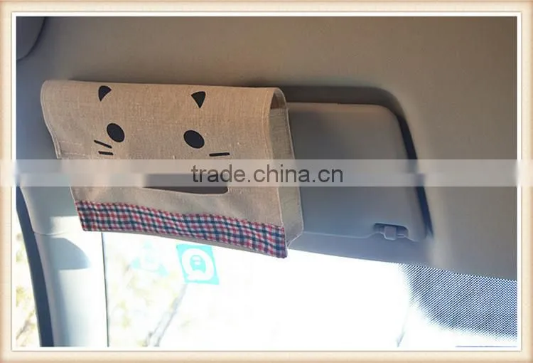 sun visor tissue box cotton and linen car tissue holder