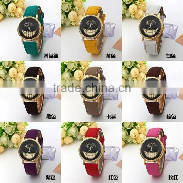 Fashion " we're all mad here" Leather Watch Design