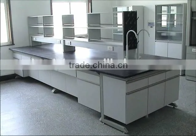 Heavy Duty Metal & Plywood Geography Laboratory Work Tables With Sheet Metall Reagent Rack