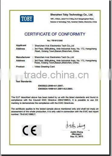2.4/2.8/4.3/5/7/10.1 inch LCD TFT video brochure , video brochure module