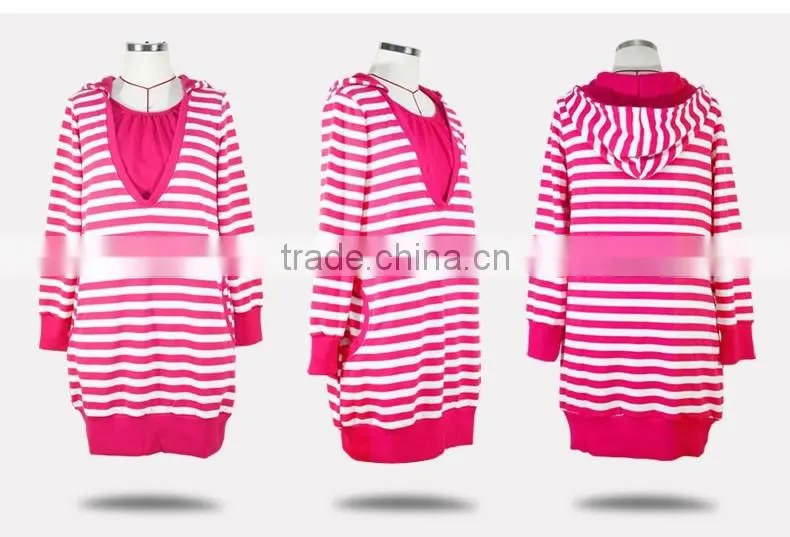 Long dress with Hoodie Breastfeeding clothes for Pregnant Women