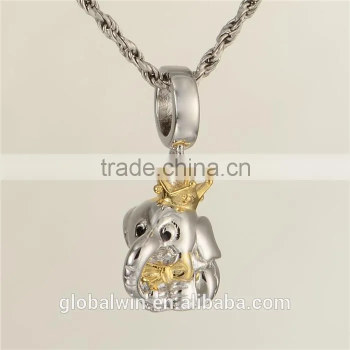 925 Sterling Silver Animal Elephant Slide Gold Plated Charms For European Necklace