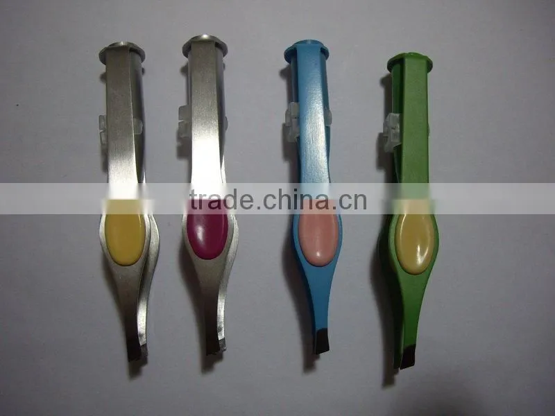 Manufacture LED Light Slant Tip Eyebrow Tweezer