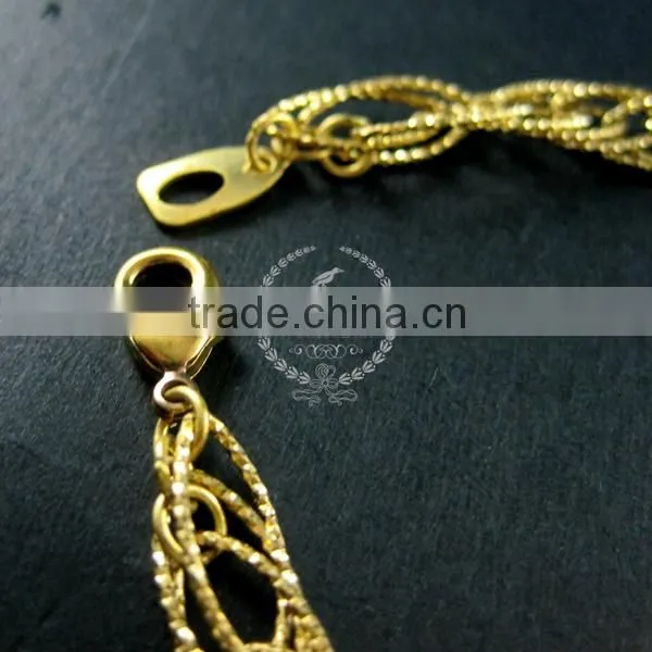 18cm raw brass faceted rhombic link fashion DIY bracelet supplies 1900080