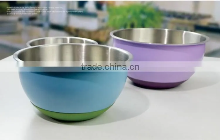 steel salad bowl with silicone bottom