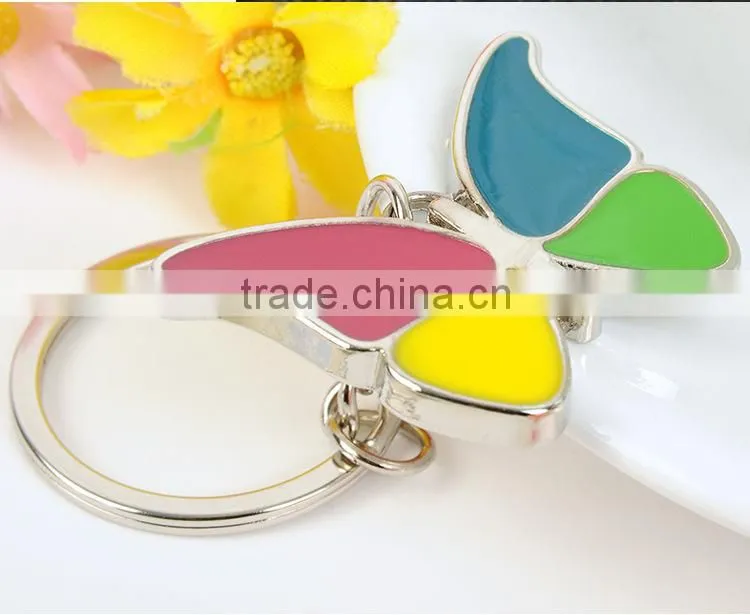 XL-WH51102 new arrival key chain alloy butterfly colored oil dropping alloy key chain