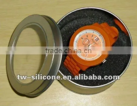 display metal watch box with window tin box for watch