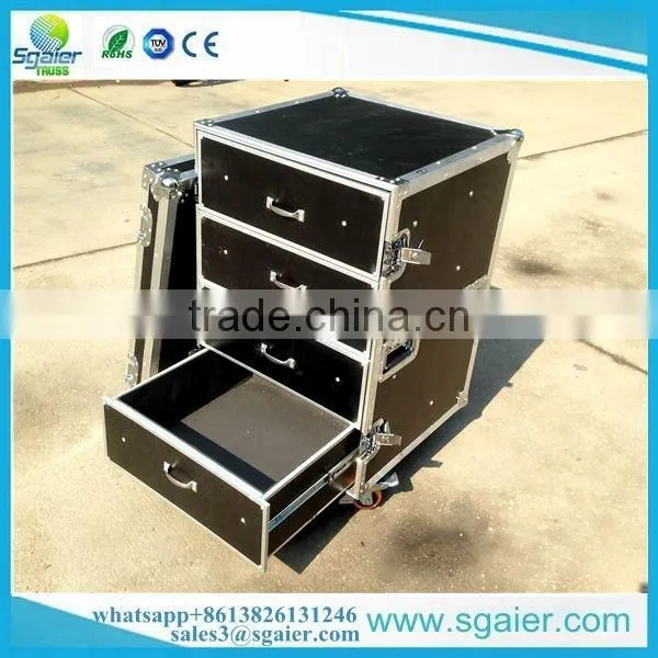 High quality 4U DJ rack drawers Flight Road Case with wheels