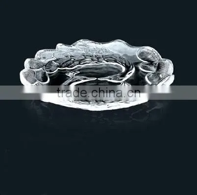 High quality glass fruit plate with embossing designs,decorative plate