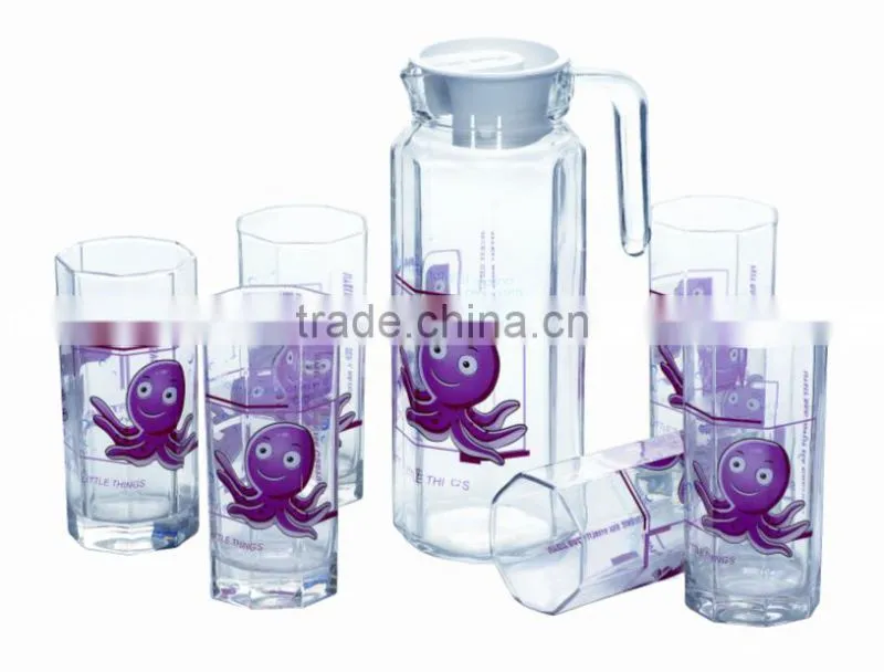 New design glass water jug set Wholesale 7 pcs glass water set