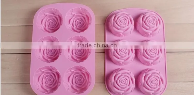 hot sale rose silicone cake mold 6 checks cake mould