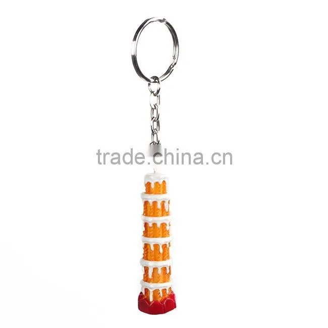 Lovely resin Italy scenery cartoon keychain /the Leaning Tower of Pisa souvenirs