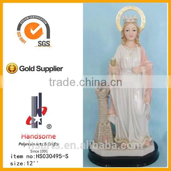 12"Resin Saint Barbara religious statue with resin base