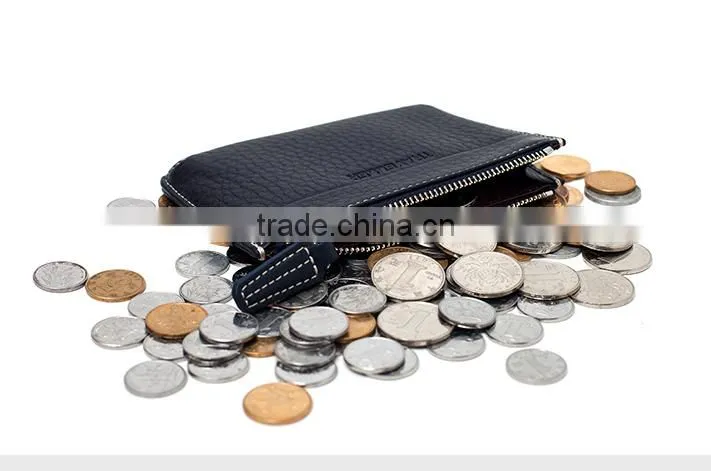 Manufacture zipper men's slim wallet ID credit card holder for man with wallet custom logo