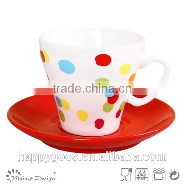 high quality dot decal new bone china cup and saucer