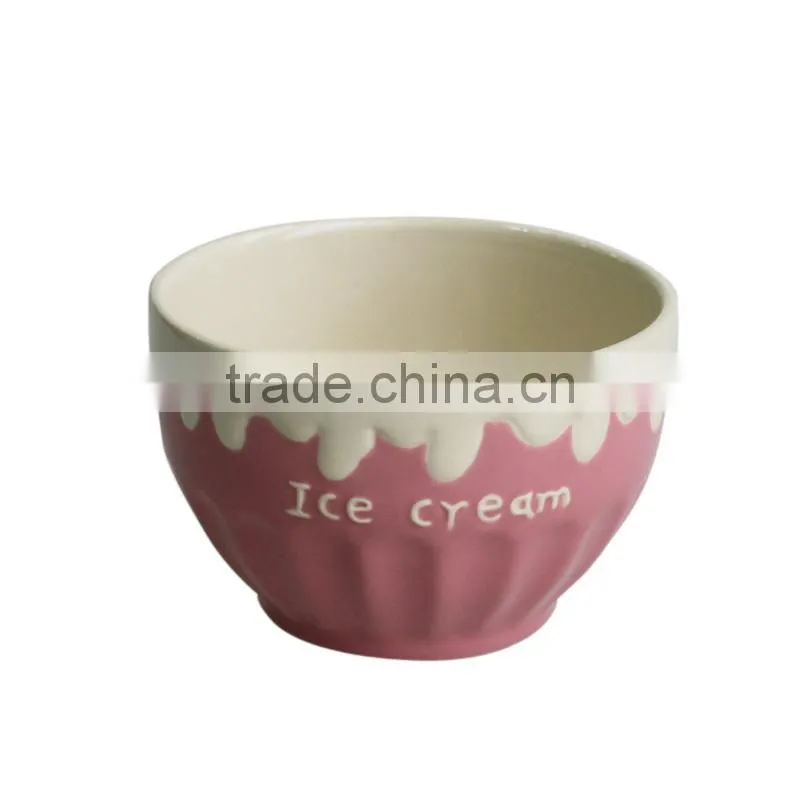 4.7"orange color hot sell ceramic ice cream sundae bowls