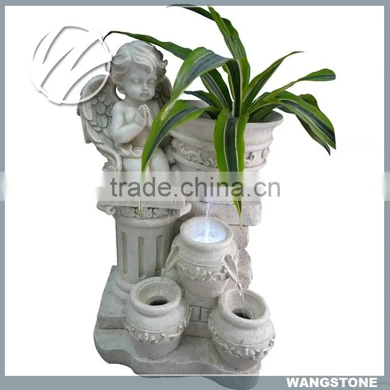 European Style Floating Ball Stone Angel Fountain