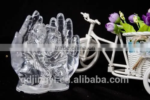 Acrylic clearLED LIGHTED MERRY CHRISTMAS sets of hand for indoor decoration