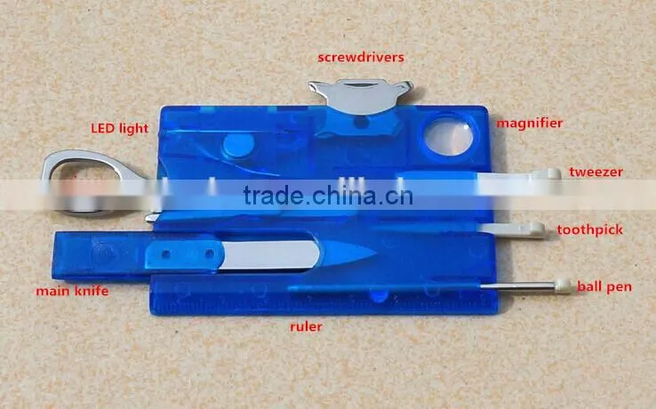 Promotional Multifunction Swiss Pocket Tools card with LED light