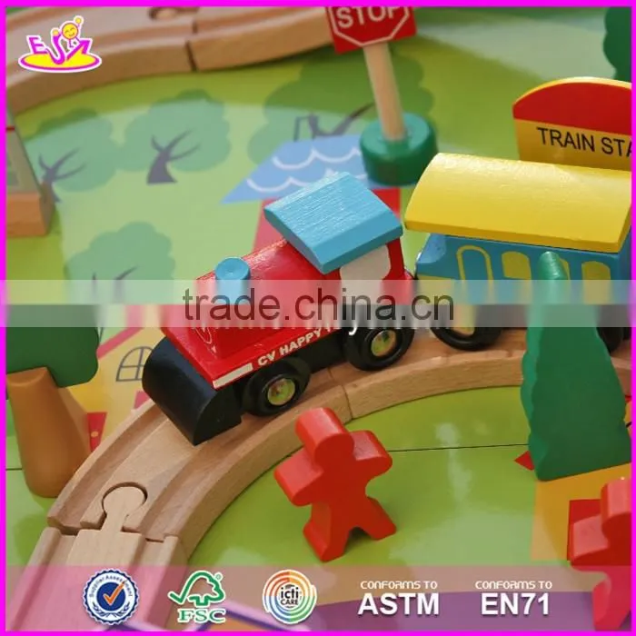 2017 New design funny activity toys wooden kids train table W04C071