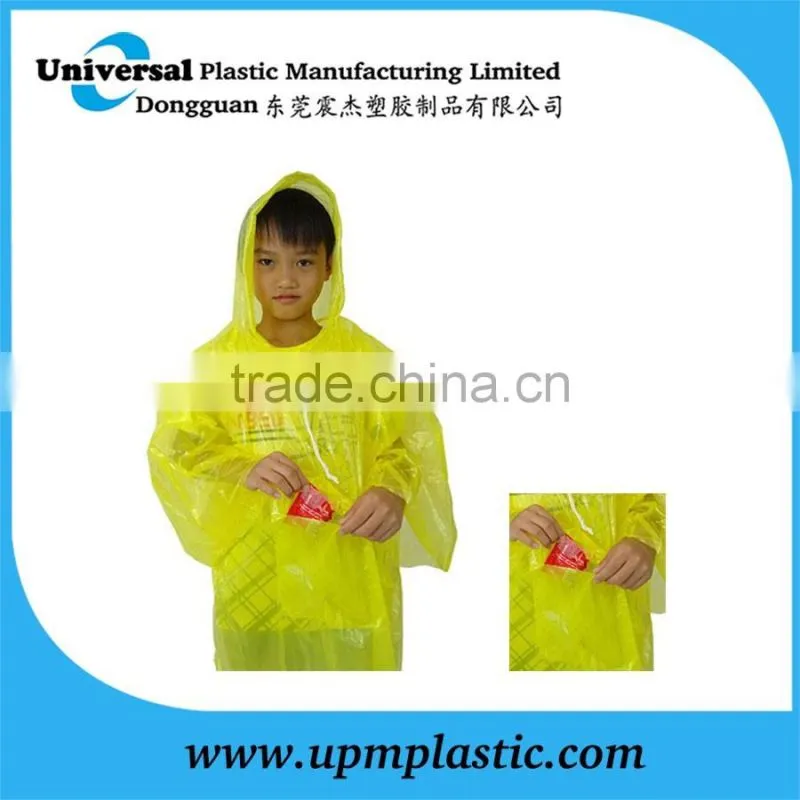 yellow transparent disposable raincoat for sport events