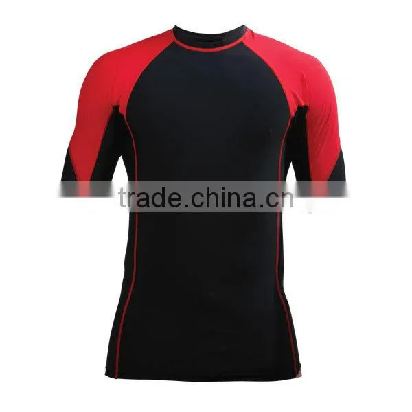 Short Sleeve MMA Grappling Rash Guard Black/White Nylon/Lecra