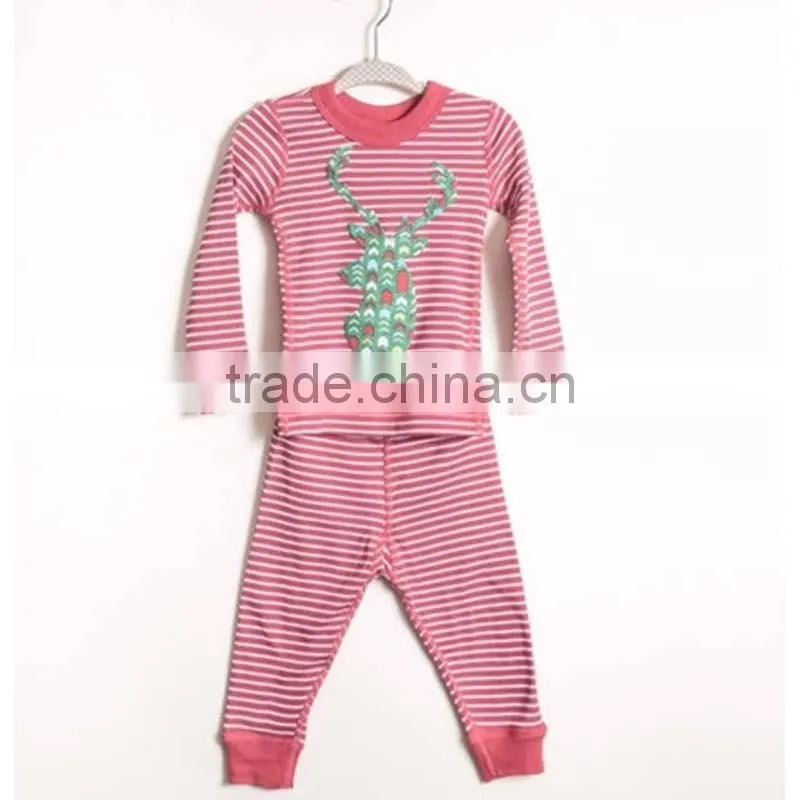 2016 Winter Children's Christmas Boys and Girls Striped Pajama Set Baby Toddler Christmas Pajamas HSP9547