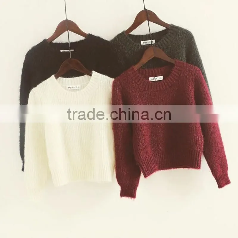 2016 customized manufacture fashionable Wholesale korean style women spring autumn winter plain color ladies sweater