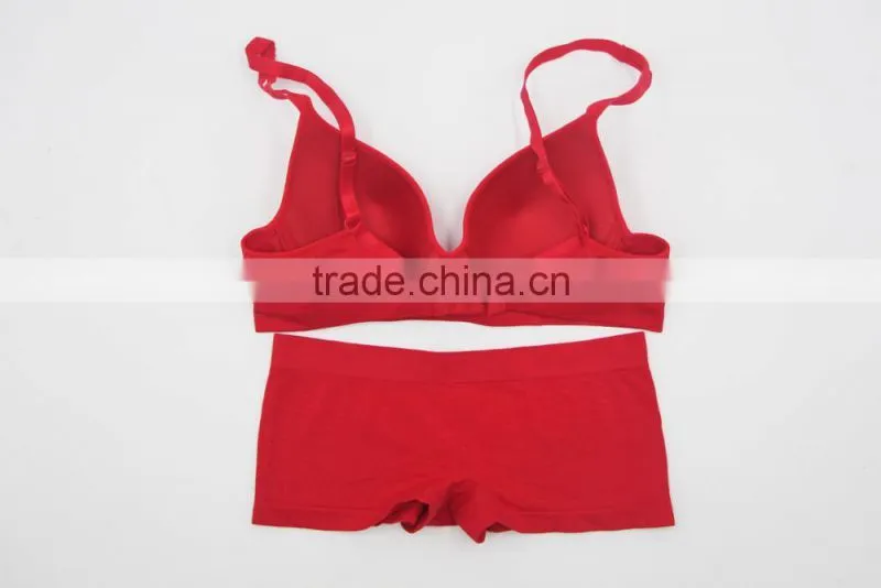 Seamless Women Sport bra set without steel ring Ladies underwears and panties girls bra and boyshort