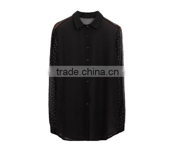 Smart casual clothing korean style short sleeves print blouses for office wear