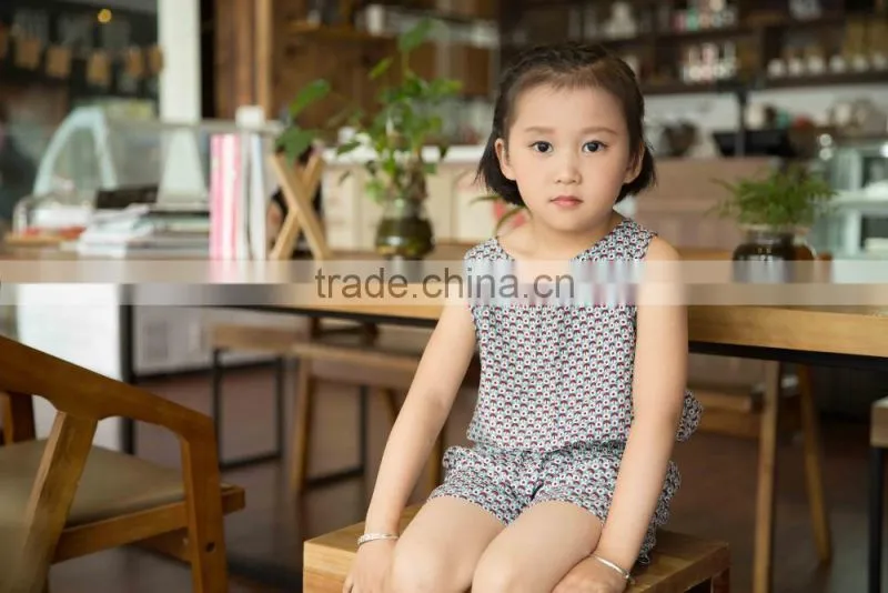 new fashion girl sleeveless set chifon blouse set for baby girl printed flower dress jumpsuit