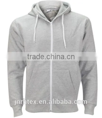 Mens Boys Plain American Fleece Zip Up Hoodie Sweatshirt