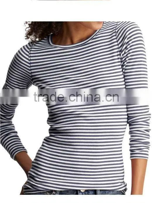 WOMENS STRIPED LONG SLEEVE T SHIRT