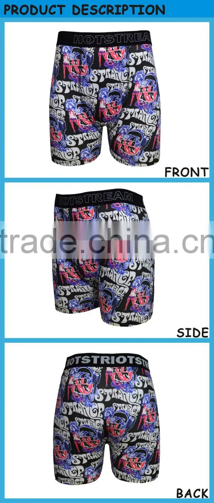 Wholesale New Arrival Men Sexy Custom Printing Funny Seamless Boxer Shorts
