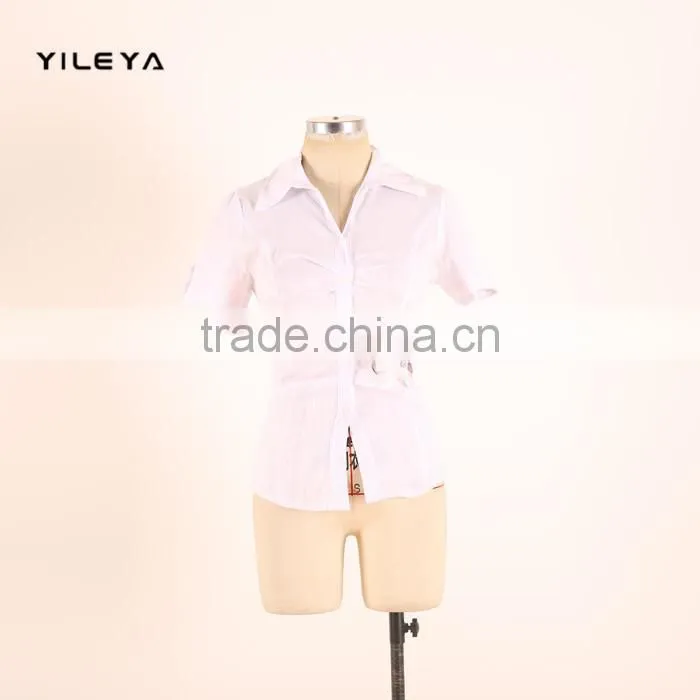 Mini fashionable office style women formal blouse designs with metal decoration