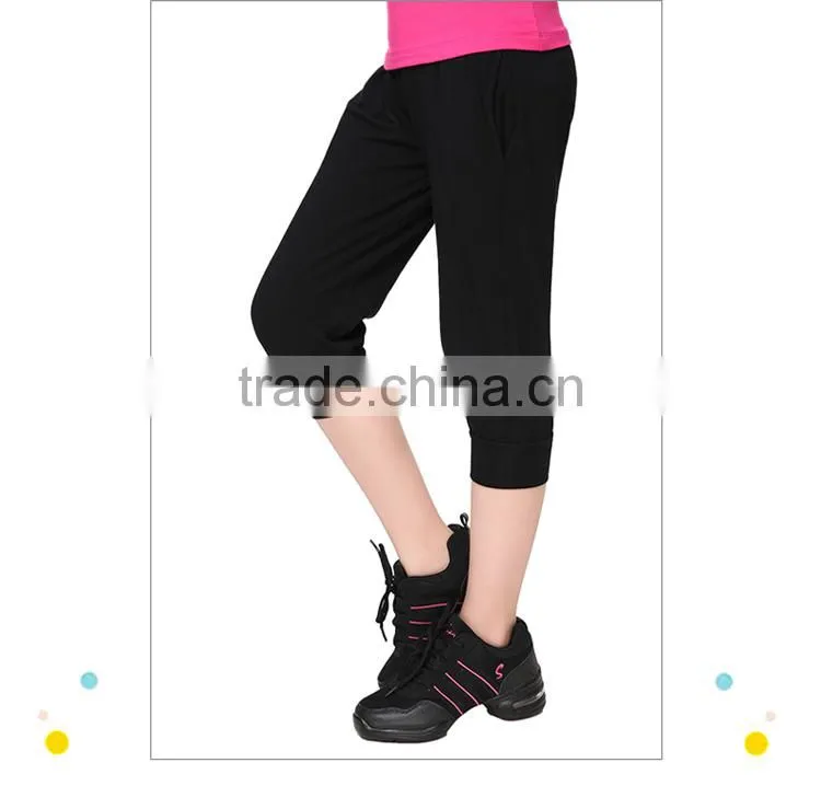 Gymnastics Casual Ballet Pants Black Cotton Girls Kids Capri Pants